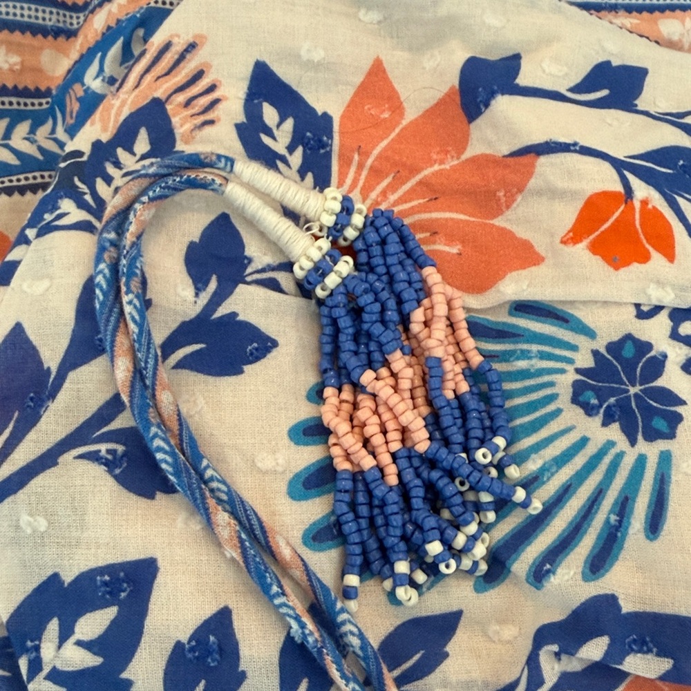 FARM RIO X ANTHROPOLOGIE RUFFLE-SLEEVE SMOCKED MAXI DRESS, toucan in bloom scarf - Picture 5 of 7